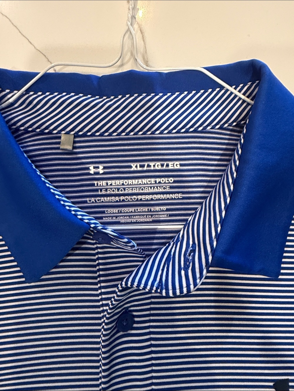 Under Armour Royal Blue & White Striped Performance Polo